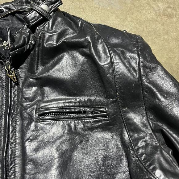 Vintage 90s Wilson Leather Black Grunge Boxy Jacket - Picture 2 of 3